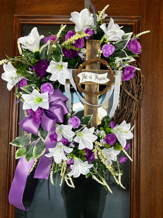 He is Risen Grapevine Wreath