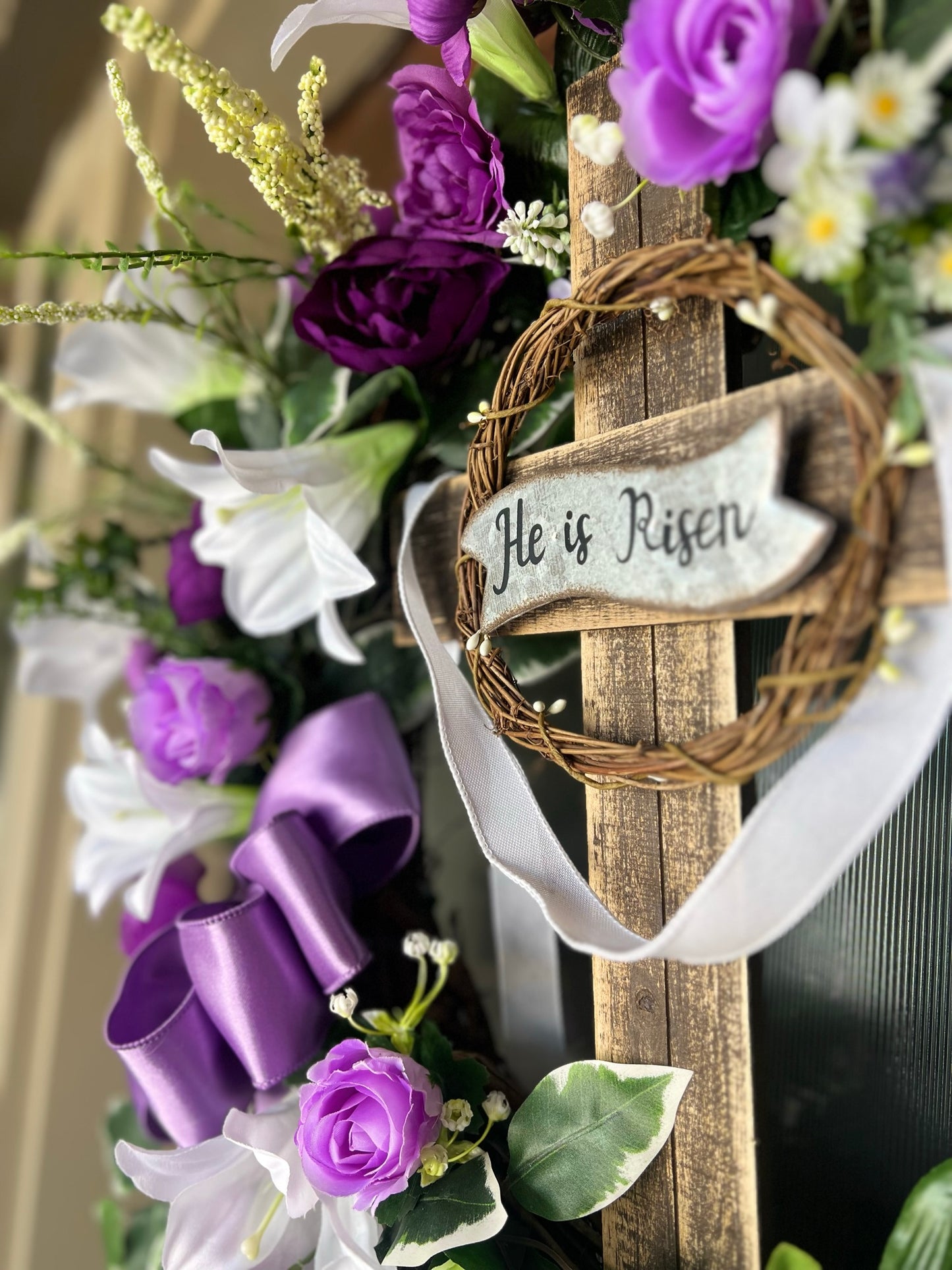 He is Risen Grapevine Wreath